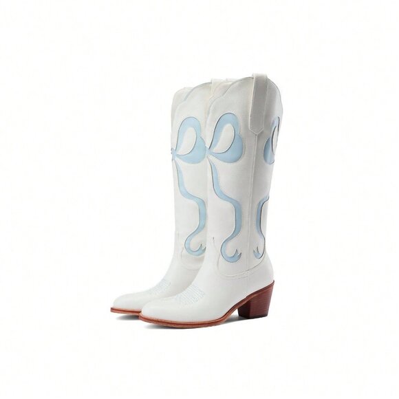 Blue Chic Women's Embroidered Cowboy Boots - Picture 4 of 5